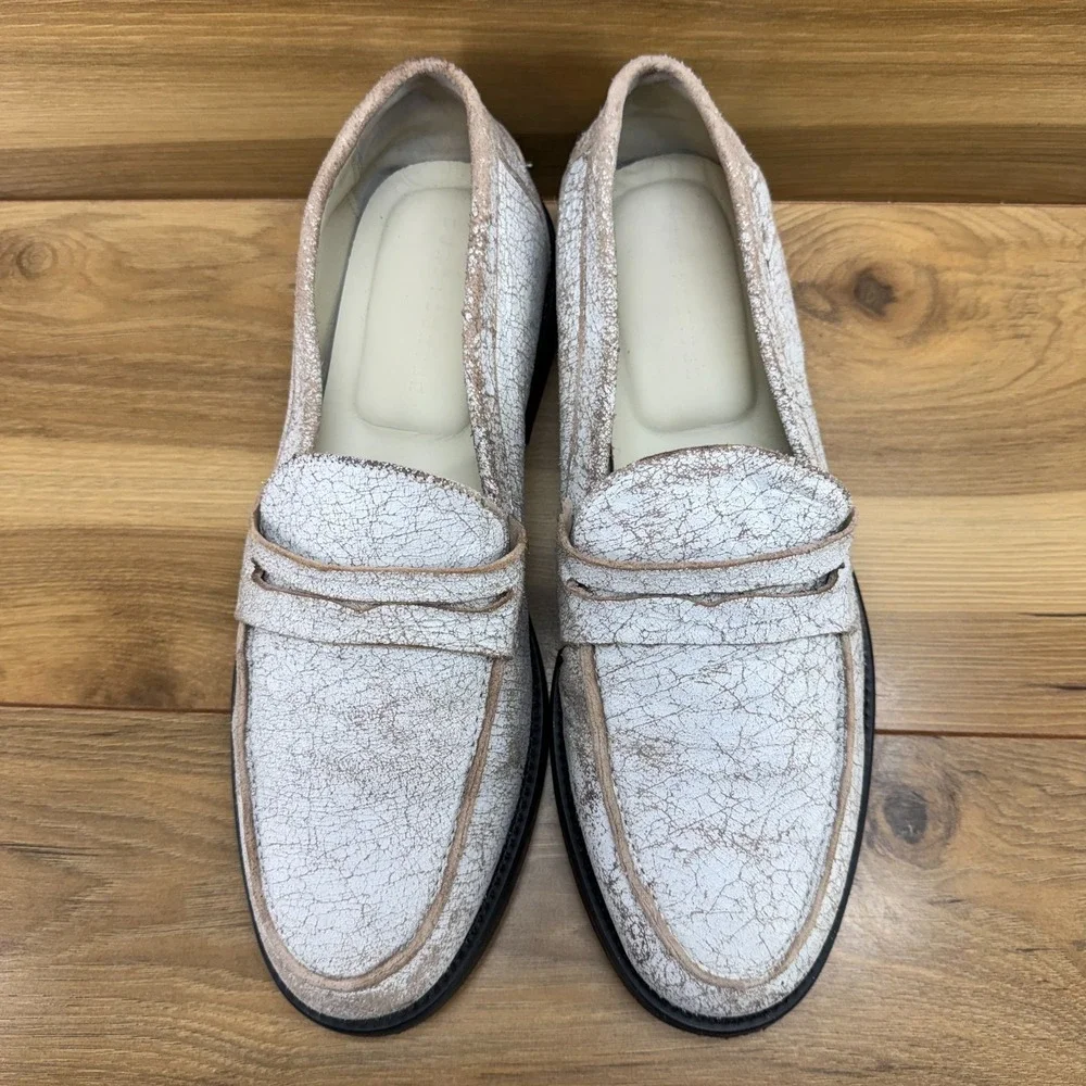 Duke Dexter Penny Loafers UK 9 US 10 Crackled Distressed‎ Suede Made Different
